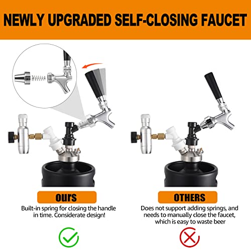 Stainless Steel Stem Beer Keg Tap Self-Closing Beer Tap Faucet Ball Lock Tap Polished Chrome-Plated Brass Beer Faucet Ball Lock Faucet with Ball Lock Quick Disconnect Picnic Corny Keg Tap