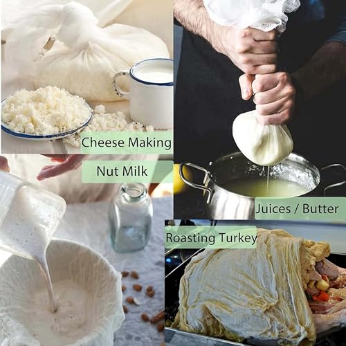2Pcs Unbleached Cotton Cheesecloth – Reusable, Multi-Purpose Muslin for Straining, Juicing, Cheese Making, Crafts & Cooking (40x40cm) - color: Square 40cm