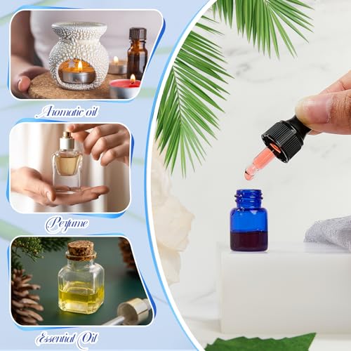 Didaey 100 Pcs 1/2/3/5/10/15 ml Mini Glass Oil Dropper Bottle Bulk, Clear Essential Small Empty Bottles Sample Containers Perfume Liquid Vials with Cap for Traveling (2 ml,Blue) - color: Blue, size: 2 ml