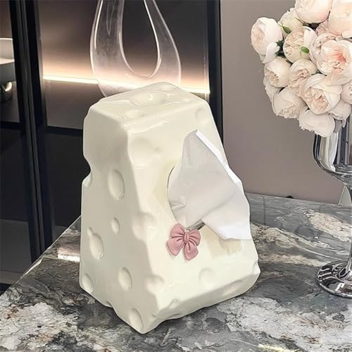 Cheese Shape Milk White Ceramic Tissue Storage Box Toilet Living Room Toilet Paper Storage Container