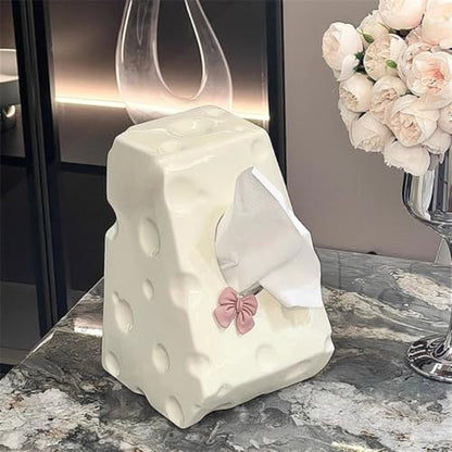 Cheese Shape Milk White Ceramic Tissue Storage Box Toilet Living Room Toilet Paper Storage Container
