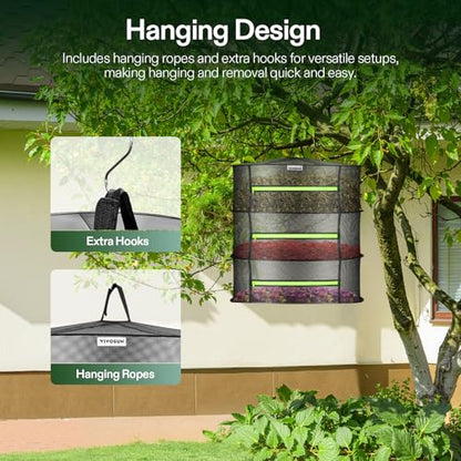 VIVOSUN 3-Layer Mesh Drying Rack Hanging Design with Green Zippers for Dehydrating, Indoor and Outdoor Pruning Shears Included (Pack of 2) - size: 3 Layer (Pack of 2), style: 1 Pack