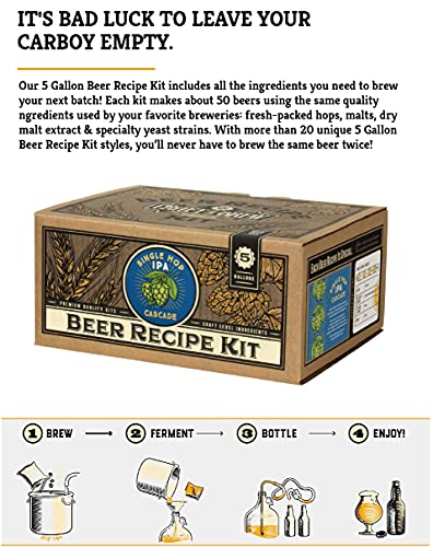 Craft a Brew - Beer Recipe Kit - Single Hop IPA-Cascade - Home Brewing Ingredient Refill - Beer Making Supplies - Includes Hops, Yeast, Malts, Extracts - 5 Gallons - color: Single Hop IPA