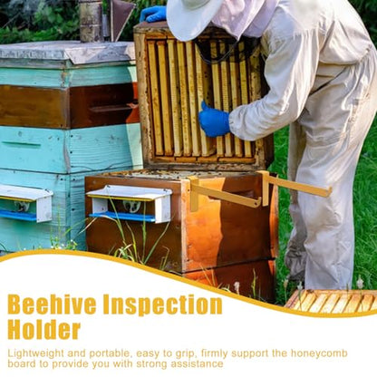 4 Pcs Beehive Frame Holder-Double Sided Painted Stainless Steel Hive Inspection Bracket, Laser Processes Bee Hive Stand Tool for Honey Harvesting and Inspection, Bee Hive Stand for Beekeeper Hive Tool - color: Vibrant Gentle Yellow-4