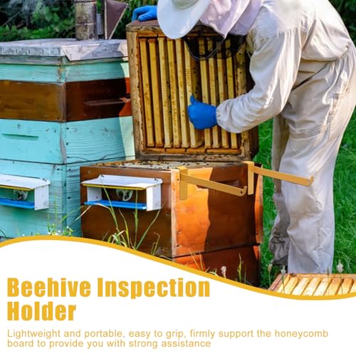 4 Pcs Beehive Frame Holder-Double Sided Painted Stainless Steel Hive Inspection Bracket, Laser Processes Bee Hive Stand Tool for Honey Harvesting and Inspection, Bee Hive Stand for Beekeeper Hive Tool - color: Vibrant Gentle Yellow-4