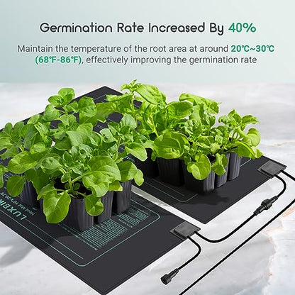 LUXBIRD Daisy Chain Seedling Heat Mat 10" x 20.75" Waterproof Plant Heating Pad, for Seed Starting, Germination, Hydroponics (Master Mat Required) - size: Additional Mat-10x20.75