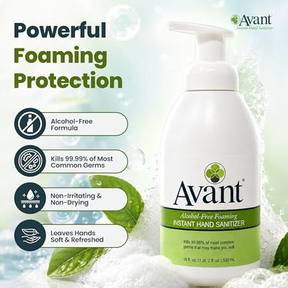 Avant® Alcohol Free Foaming Hand Sanitizer, 18oz Bottle, 6-Pack bulk refill - size: 18 Fl Oz (Pack of 6)