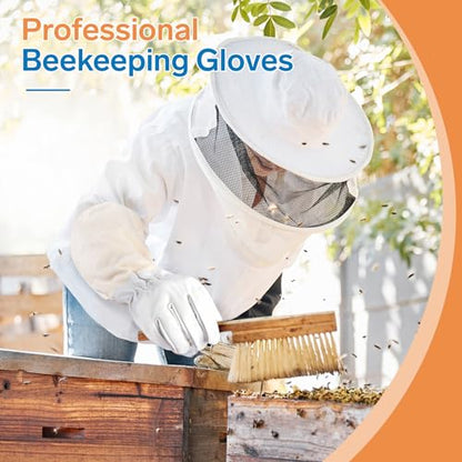 2 Pairs Beekeeping Gloves - Thickened Goatskin Bee Gloves for Men Women - Beekeeping Supplies - size: 3X-Large