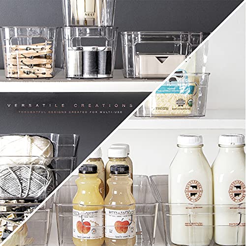 BINO | Stackable Storage Bins, Small - 4 Pack | The Stacker Collection | Clear Plastic Storage Bins | Organization and Storage Containers for Pantry & Fridge | Multi-Use Organizer Bins | BPA-Free - size: 4PK - Small