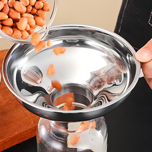 4 Pack Kitchen Funnels Set, Stainless Steel Wide Mouth Canning Funnel with Handles Fit for Wide and Regular Narrow Mouth Mason Jar n Flask Ease Transfer Liquid Serums, Jam, Oils, Spices, Powders