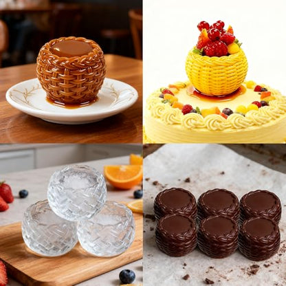 6-Hole 3D Flower Basket Mousse Cake Mold Food Grade Silicone Molds Cute Silicone Molds for Baking Cake Dessert Braided Basket Jello Cookie Chocolate Candy Food Mold Candle Plaster Mould for Crafts