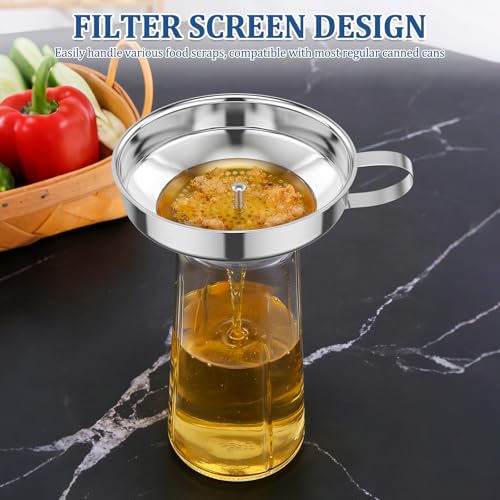 Canning Funnel w Strainer, Wide Mouth Funnels w Handle, Stainless Steel Funnels for Kitchen Use, Filling Wide and Regular Mason Jars Bottles, Kitchen Gadgets Canning Supplies, 3 Pack (Small and Large)