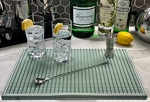 Highball & Chaser Premium Bar Mat 18in x 12in 1cm Thick Durable and Stylish Service Bar Mat for Spills, Coffee, Bars, Restaurants and Counter Top Dish Drying Mat, Glass Drying Mat (1 Pack, Mint Green) - color: Mint Green, size: 1 Pack