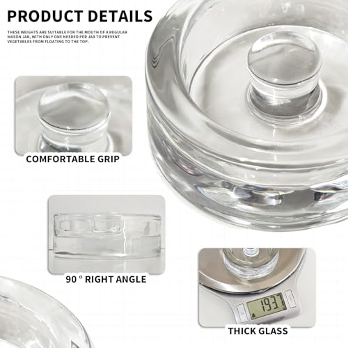 Fermentation Weights,2 Pack Glass Fermentation Weights with Grip Handle,Fermenting Weights for Wide Mouth Mason Jar and Canning Fermenting Pickling Sourkrout