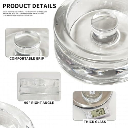 Fermentation Weights,2 Pack Glass Fermentation Weights with Grip Handle,Fermenting Weights for Wide Mouth Mason Jar and Canning Fermenting Pickling Sourkrout