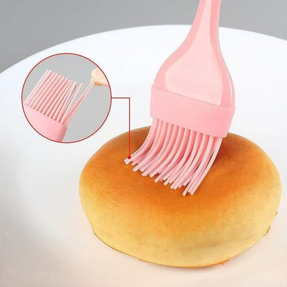 3pcs/set Food Grade Silicone Cake Spatula and Oil Brush and Cream Scraper and Sauce Brush, Baking Tool Set - color: Pink