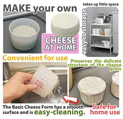 3 pcs Small Cheese Mold for Cheese Making 1/3 qt - Soft Cheese Molds - Homemade Cheese Making Supplies - Cream Cheese Form Mold - Moldes Para Queso Fresco Casero - Feta Ricotta Cheese Making