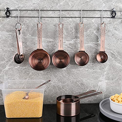 Measuring Spoons Set, Copper Measuring Spoons Set, Stainless Steel Measuring Spoons, Copper Plated Measuring Spoons, 6 Measurer Spoons (Copper-6spoons+1ring) - color: C: Copper-7 Pieces