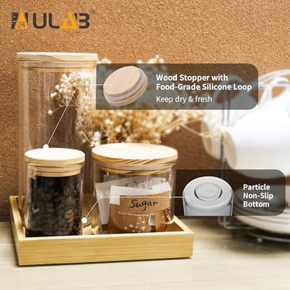 ULAB 3.5mm Thick Glass Food Container Set with Lid, 36.5 OZ Clear Storage Jar, Pack of 3, Glass Airtight Canisters set for Cookie, Candy, Coffee Beans, USJ1002 - color: 36.5oz-3pcs