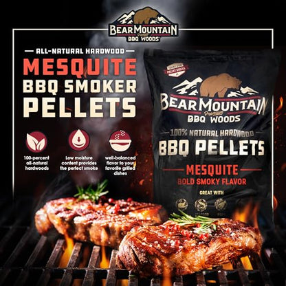 Bear Mountain All Natural Wood Pellets for Smoker, Grill & BBQ, 20 Lbs, Mesquite - size: 20 lb Bag