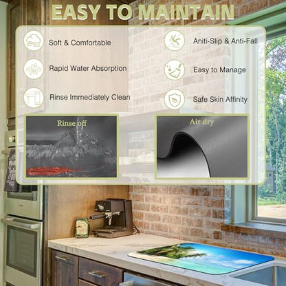 Dish Drying Mat for Kitchen Counter Absorbent Dish Coffee Mat 12"X19" - size: 12" x 12"
