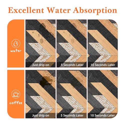 Boho Western Dish Drying Mat - Southwestern Aztec Tribal Absorbent Dish Drying Mat for Kitchen Counter, Coffee Maker Mat for Countertops, Dish Rack Drainer Mat, 16x17.5 Inch -3