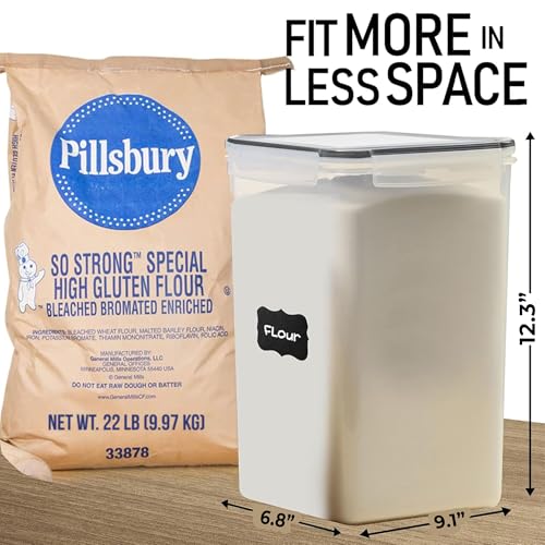 WHITE FEATHER SUPPLIES 8.5L/287Oz Extra Large Airtight Food Storage Containers (2 PC) with Lids, Kitchen and Pantry Organization Containers for Baking Supplies, Cereal, Flour, Sugar, Rice (BPA Free) - color: Black