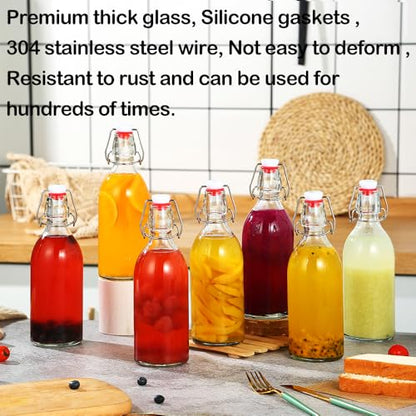 4 Pack Swing Top Glass Bottles 32 oz,Flip Top Glass Bottles 32 oz with Airtight Lids for Home Brewing,Kombucha,Kefir,Vanilla Extract,Beer,Oil,Vinegar,Homemade Juices,Soda,Beverages,2nd Fermentation