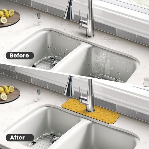 Cheese Faucet Mat For Kitchen Sink, Absorbent Countertop Protector, Quick Dry Sink Splash Guard Pad, Waterproof Draining Mat 15" X 5.5" - color: Style 6