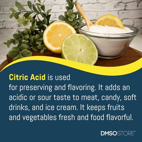 DMSOSTORE Citric Acid 2 lb Fine Grain Powder | Pure Food Grade, Anhydrous, Kosher, Multi-Purpose