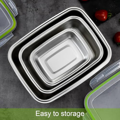 UPTRUST Stainless Steel Food Storage Containers | Leak Proof & Airtight Lids | Set of 5 Containers, Dishwasher & Freezer Safe, Green - size: Set of 5 Containers