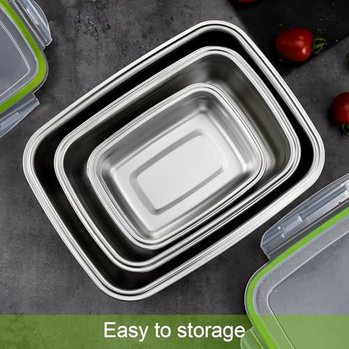 UPTRUST Stainless Steel Food Storage Containers | Leak Proof & Airtight Lids | Set of 5 Containers, Dishwasher & Freezer Safe, Green - size: Set of 5 Containers