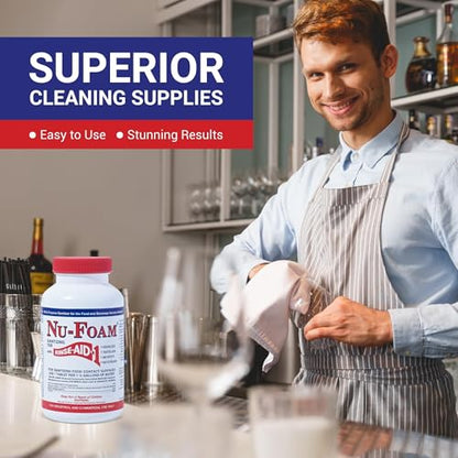 Nu-Foam Glass Washing Powder - Detergent for Bar Glassware – Original Streak-Free Solution - Hand Washing Bar, Tavern, Brewery Supplies - Concentrated 2 Lb Jar - style: 32 Ounce (Pack of 1)