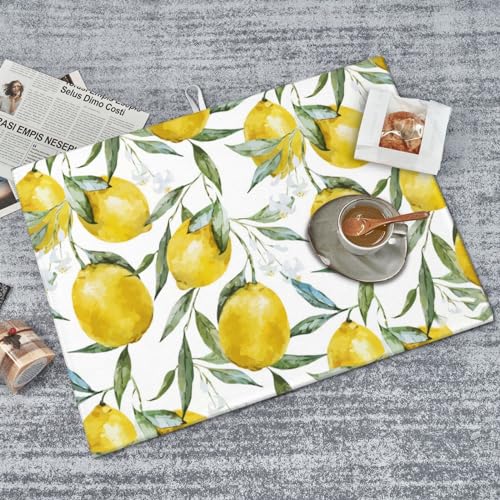 Lemon Dish Drying Mat For Kitchen Counter, Super Absorbent Microfiber Dish Drying Pad, Kitchen Gadgets For Easy Clean Multi-Use Large 18"x24" - color: Lemon