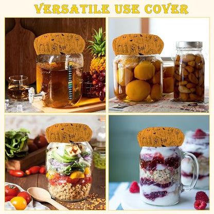 Halloween Pumpkin 5-Pack Cloth Covers for Sourdough Starter Jar, Cloth Covers Reusable Lid Top Cover Sourdough Proofing Bread Fermentation Baking Supplies for 3-4 Inch Jar Mouth - color: Halloween Pumpkin