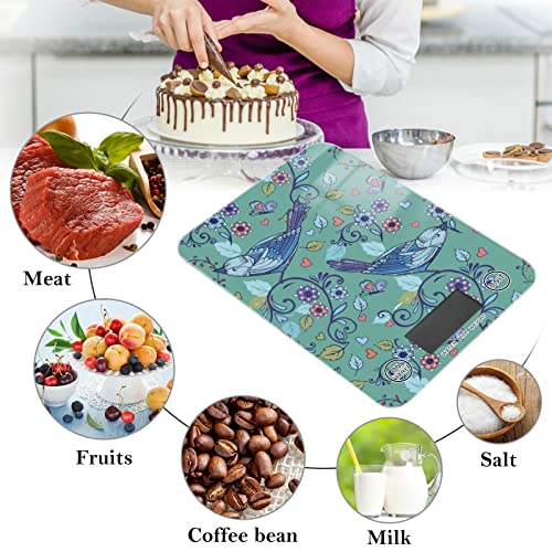 Food Scale Kitchen Digital Scale Food Ounces and Grams Dieting Baking Cooking Waterproof Glass Panels LCD Display,4 Units Scale Tare Function Bird - color: Bird 31