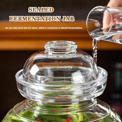 Traditional Water-Sealed Portable Kimchi Jar, Multi-Capacity Glass Fermentation Crock, Transparent Grain Storage Tank, Bowl with Lid(2.5kg*2) - size: 2.5kg*2
