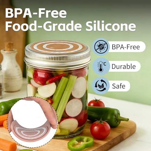 AZY 4-Pack Silicone Fermenting Set – Manual Date Tracker Mason Jar Fermentation Covers, Cross Vent Air Release for Wide Mouth Mason Jars, Pickle Pipe Fermenting Supplies
