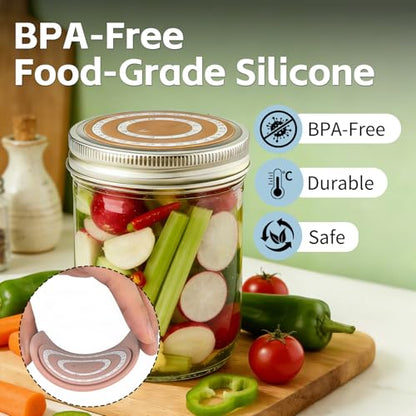 AZY 4-Pack Silicone Fermenting Set – Manual Date Tracker Mason Jar Fermentation Covers, Cross Vent Air Release for Wide Mouth Mason Jars, Pickle Pipe Fermenting Supplies