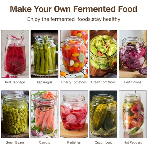 Xileanalee Fermentation Weight Glass 4 Pack for Wide Mouth Mason Jar-Easy Grip Handle Fermenting Weights for Pickling -7Oz 2.75inch Canning Weights for Fermenting - color: clear