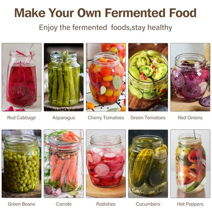 Xileanalee Fermentation Weight Glass 4 Pack for Wide Mouth Mason Jar-Easy Grip Handle Fermenting Weights for Pickling -7Oz 2.75inch Canning Weights for Fermenting - color: clear