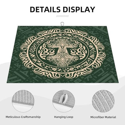 Kitchen Drying Mat for Countertop Celtic Tree Of Life Style Non-Slip Kitchen Counter Mat for Dishes Glassware - color: Dark Green