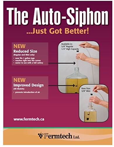 Fermtech Mini 14" Long Deluxe Siphoning Kit – Complete Home Brewing Equipment for Beer, Wine, Mead, and Craft Brew Making; Includes Auto Siphon Pump, Food-Grade Transfer Hose, and Bottling Wand