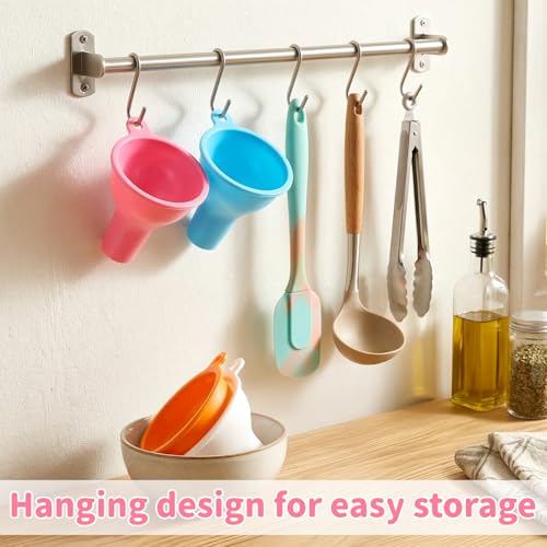 4 Pack Silicone Funnel, 3 Inch Wide Mouth Funnel for Kitchen Use Filling Bottles Flexible Kitchen Funnels for Home Restaurant Squeeze Bottles Jars Cans Water Liquid Oil or Powder Transfer
