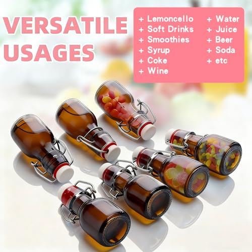 30Pcs 2oz Swing Top Glass Bottles,Flip Top Glass Bottle with Lids Sealable Kombucha Bottle for Brew Beer Syrup Vanilla Extract Air Tight Bottles (Amber) - color: Amber