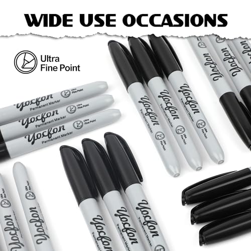 Permanent Markers Ultra Fine Tip, Bulk Pack Of 72 Count Black Permanent Marker Set, Quick-Drying Ink, Works On Plastic, Wood, Stone, Metal And Glass