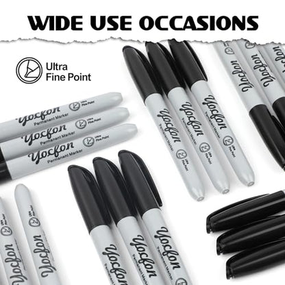 Permanent Markers Ultra Fine Tip, Bulk Pack Of 72 Count Black Permanent Marker Set, Quick-Drying Ink, Works On Plastic, Wood, Stone, Metal And Glass