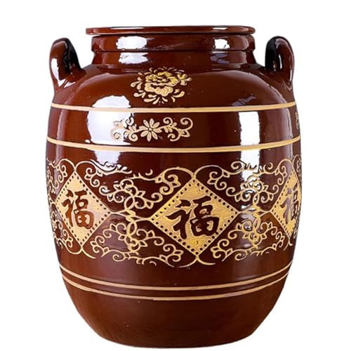 Traditional Chinese Porcelain Fermentation Crock With Lid, Ceramic Sauerkraut Pickling Pot, 1 Pcs(25L) - size: 25L