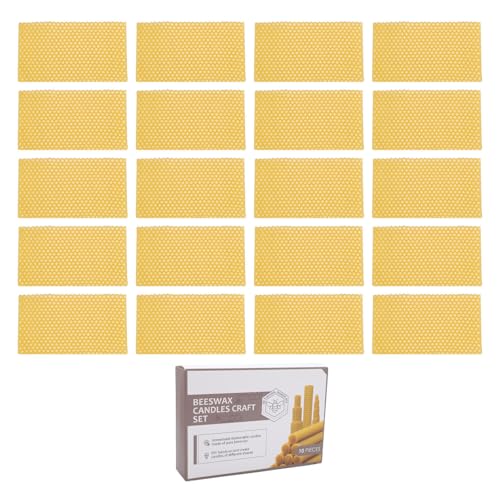 LUCKDANO Premium Beeswax Candle Sheets 20Pcs Soft Cuttable DIY Candle Making Foundation for Beekeeping and Crafting Natural Beeswax Material
