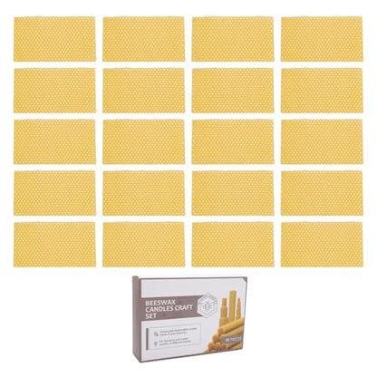 LUCKDANO Premium Beeswax Candle Sheets 20Pcs Soft Cuttable DIY Candle Making Foundation for Beekeeping and Crafting Natural Beeswax Material